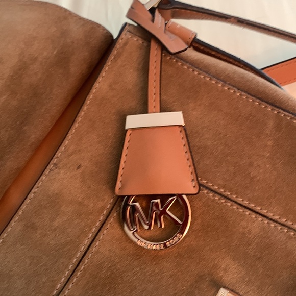 Michael Kors Romy suede messenger bag purse desert suede - Picture 4 of 10